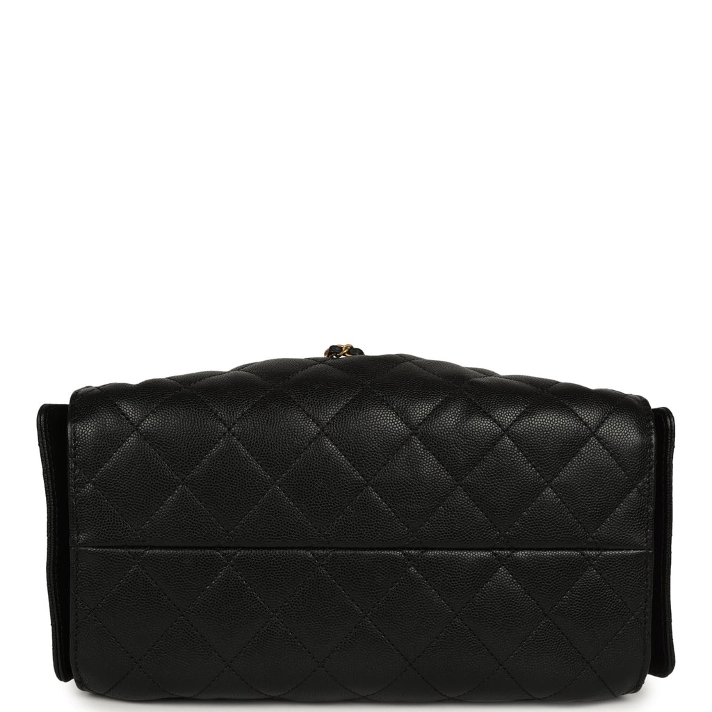 Pre-owned Chanel Small 25 Hobo Bag Black Caviar Antique Gold Hardware