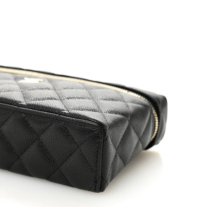 Chanel Caviar Quilted Top Handle Slim Vanity With Chain Black