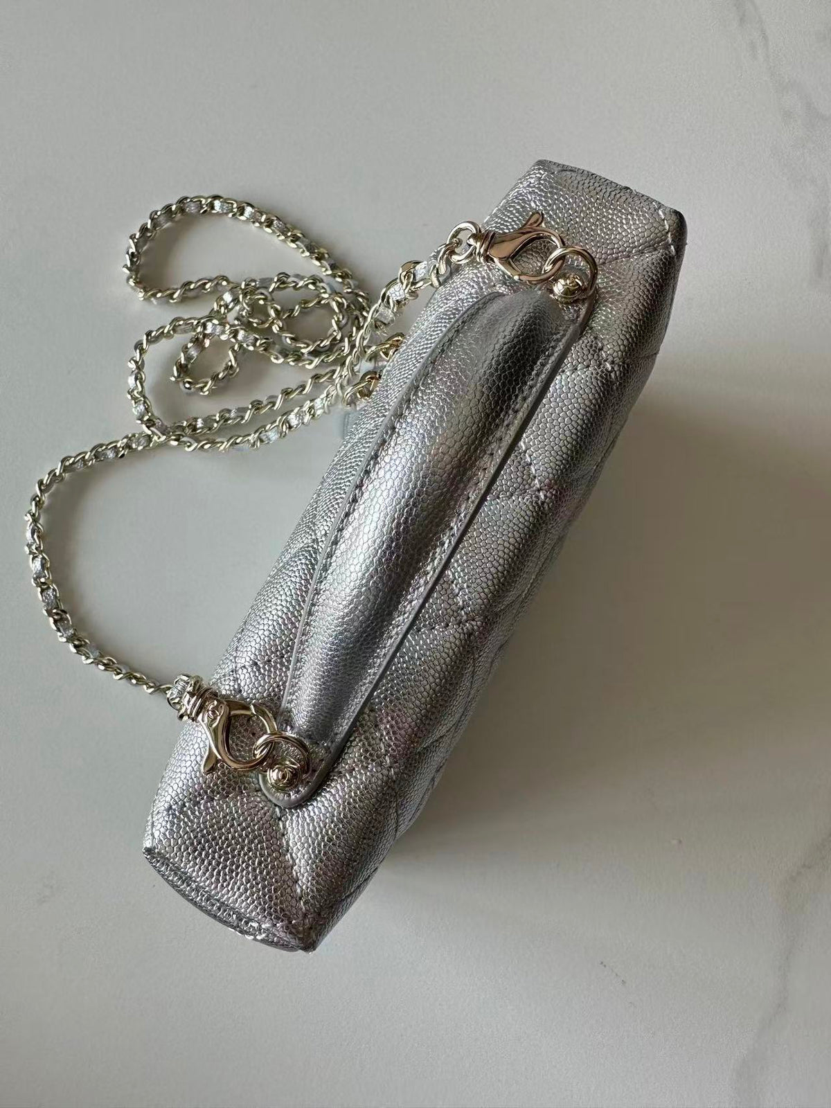 Chanel Caviar Quilted Top Handle Slim Vanity With Chain Black