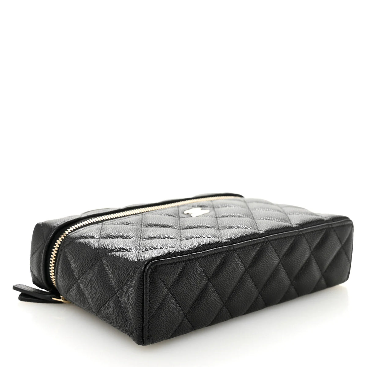Chanel Caviar Quilted Top Handle Slim Vanity With Chain Black