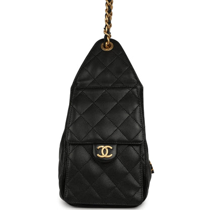 Pre-owned Chanel Small 25 Hobo Bag Black Caviar Antique Gold Hardware