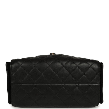 Pre-owned Chanel Small 25 Hobo Bag Black Caviar Antique Gold Hardware