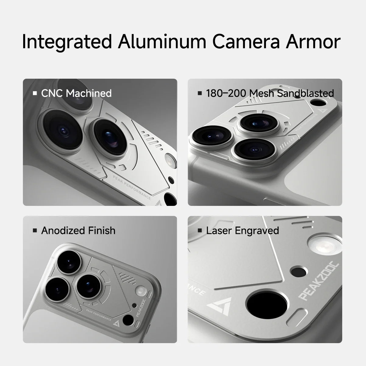 PEAKZOOC PRISM ARMOR Series Integrated Aluminum Camera Lens Armor for iPhone 17 Pro/Pro Max